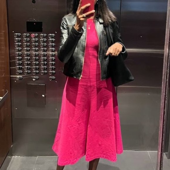 COS SHORT-SLEEVED JERSEY A-LINE MIDI DRESS - PINK - US XS - EU 32/34 - Picture 9 of 9